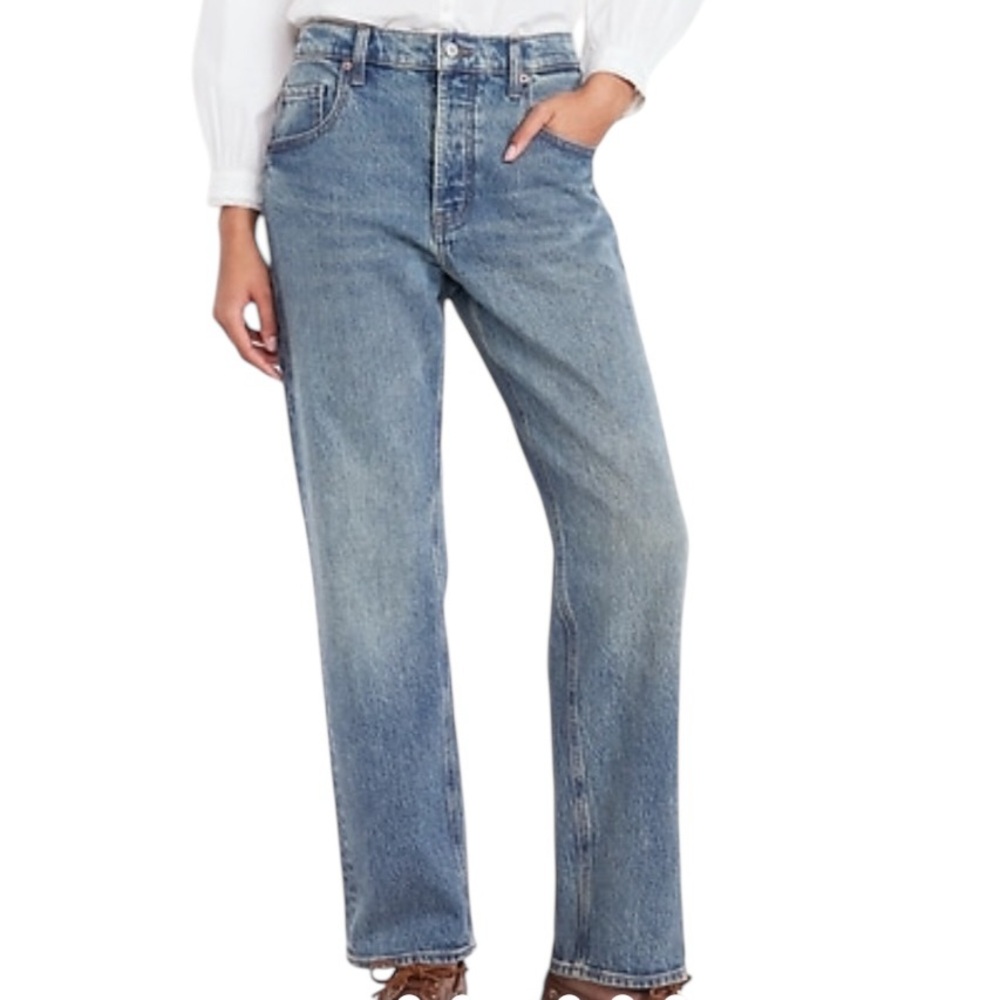 OLD NAVY WOMENS MID-RISE SLOUCHY STRAIGHT JEANS MEDIUM WASH